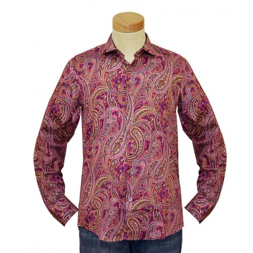Sambuca  Pink / Purple / White / Fuchsia Paisley Design Long Sleeve Casual Shirt 243